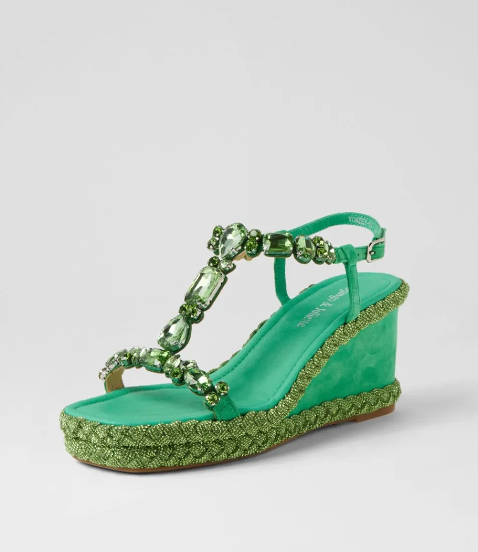 Women DJANGO & JULIETTE Wedges<Vontey Light Emerald Suede Jewels Sandals