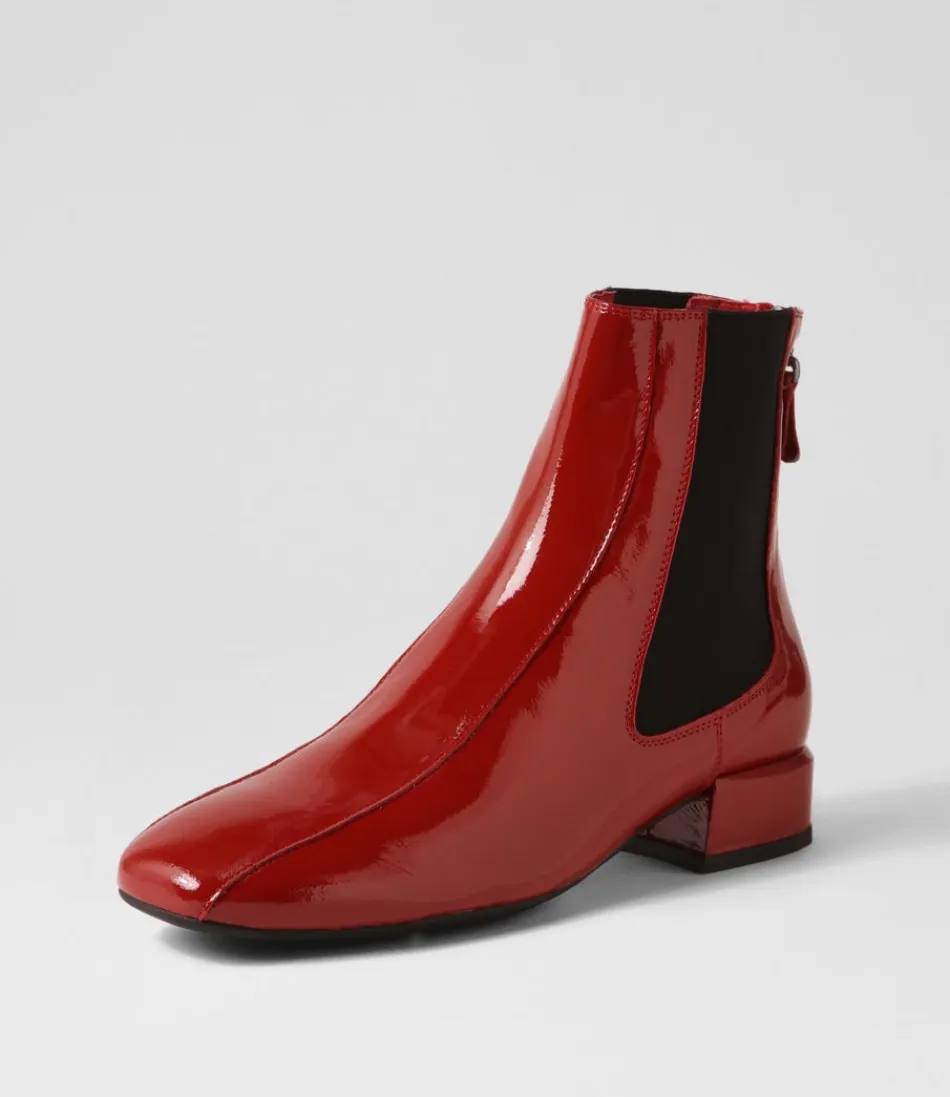 Women DJANGO & JULIETTE Boots<Voria Dark Red Patent Elastic Ankle Boots