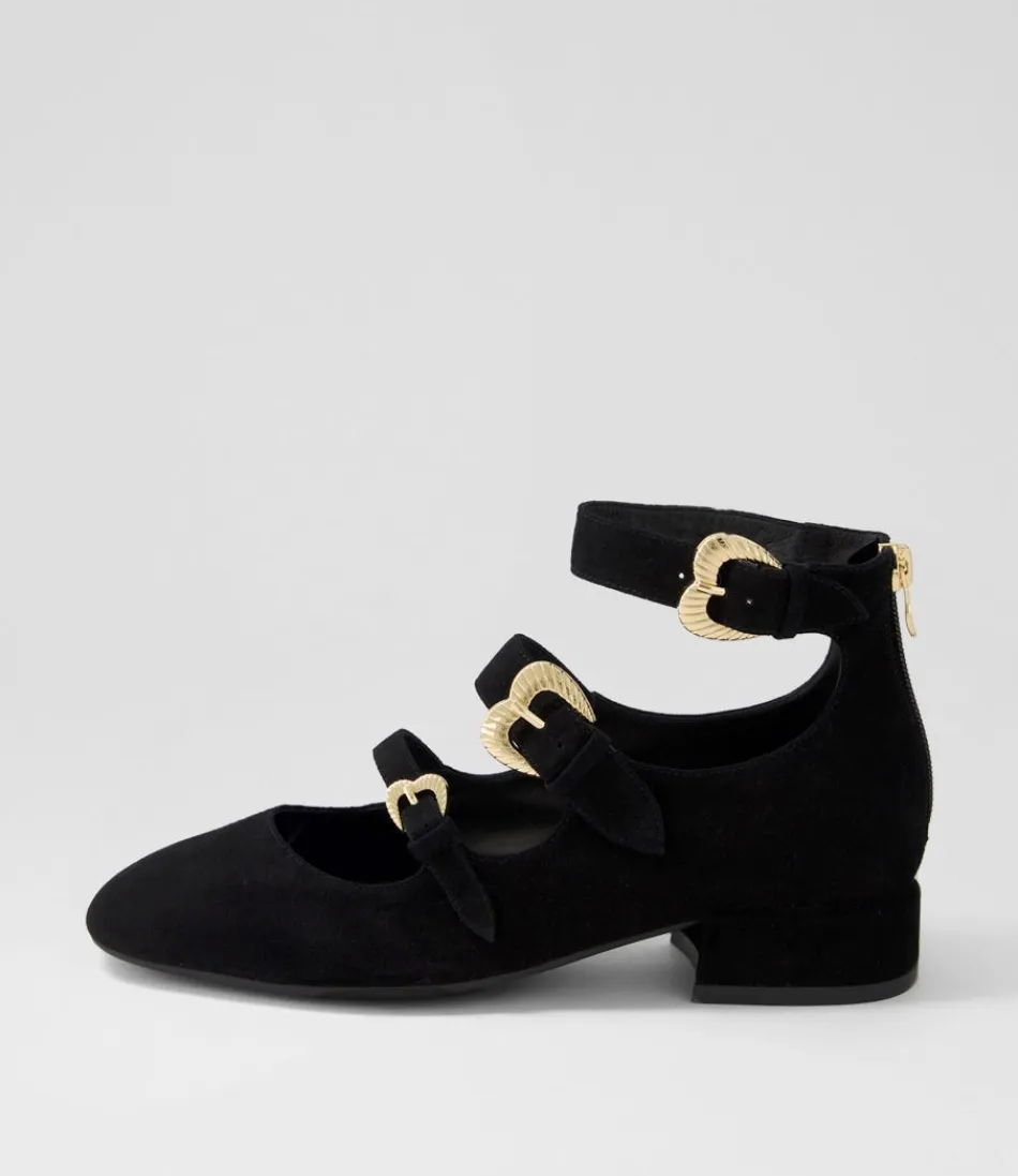 Women DJANGO & JULIETTE Flats<Voslo Black Suede Heels