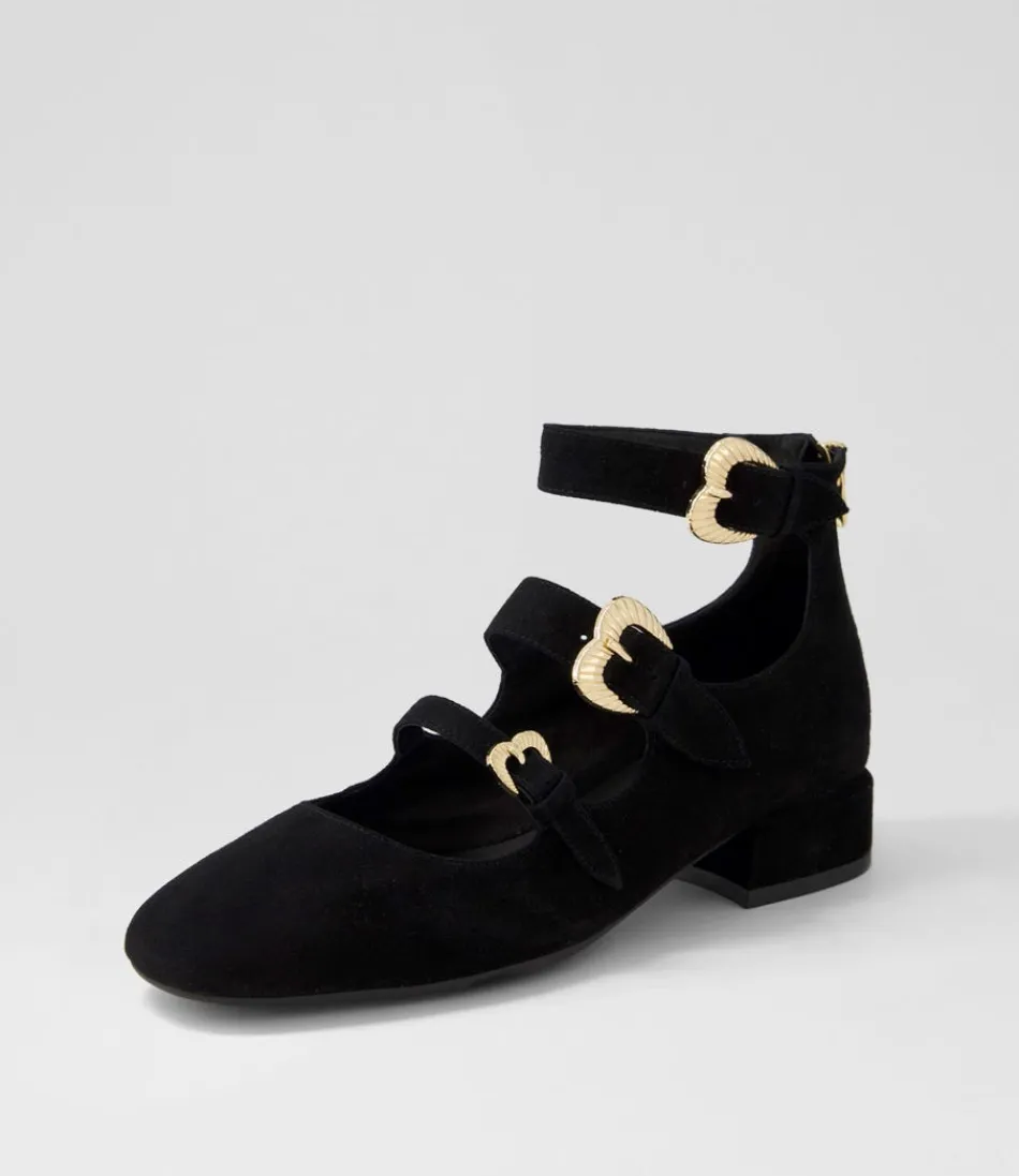 Women DJANGO & JULIETTE Flats<Voslo Black Suede Heels