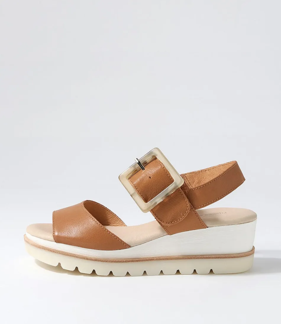 Women DJANGO & JULIETTE Wedges<Wacie Dark Tan Leather Sandals