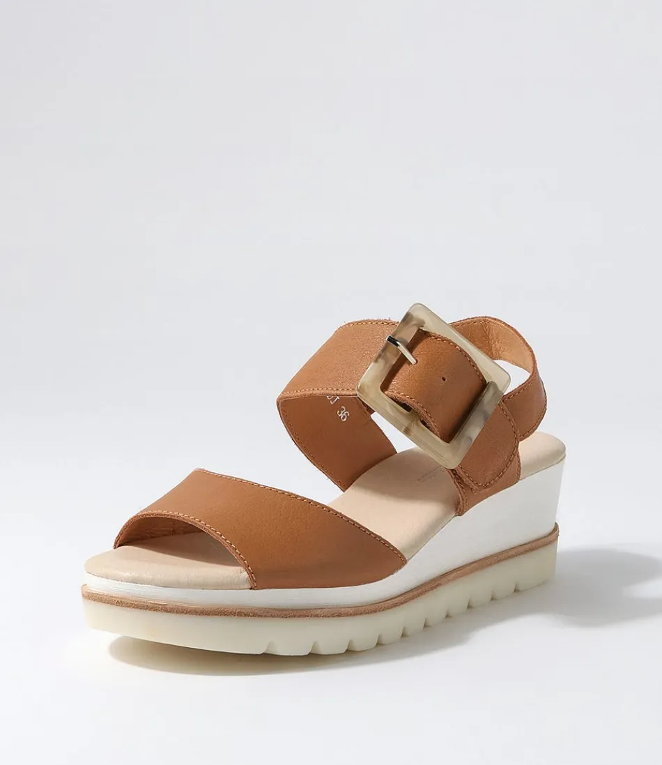 Women DJANGO & JULIETTE Wedges<Wacie Dark Tan Leather Sandals