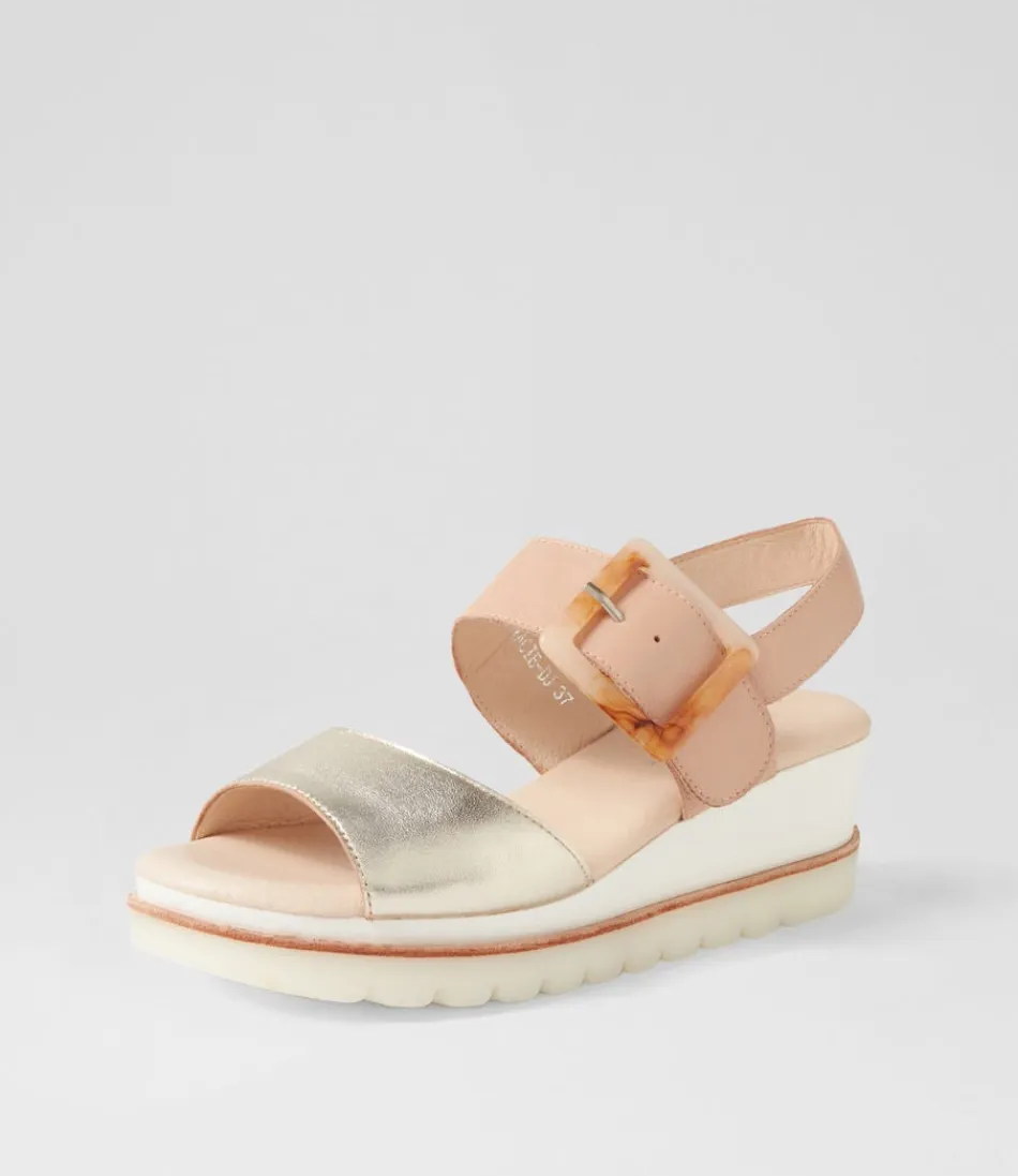 Women DJANGO & JULIETTE Wedges<Wacie Pale Gold Dark Nude Leather Sandals