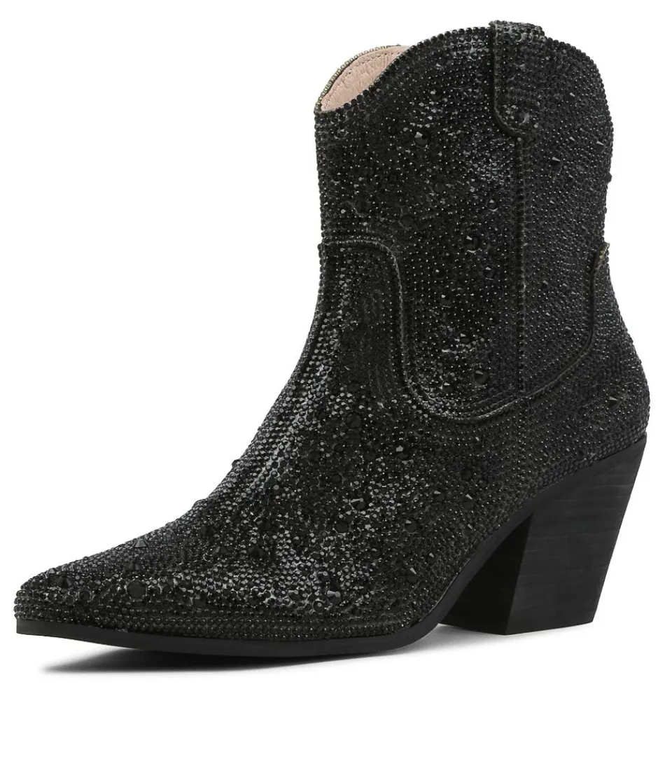 Women DJANGO & JULIETTE Boots<Wagon Black Jewel Fabric Ankle Boots Bh