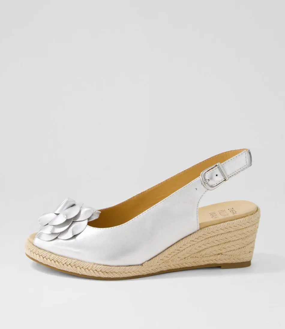 Women ZIERA Wedges<Wawer W Silver Leather Sandals