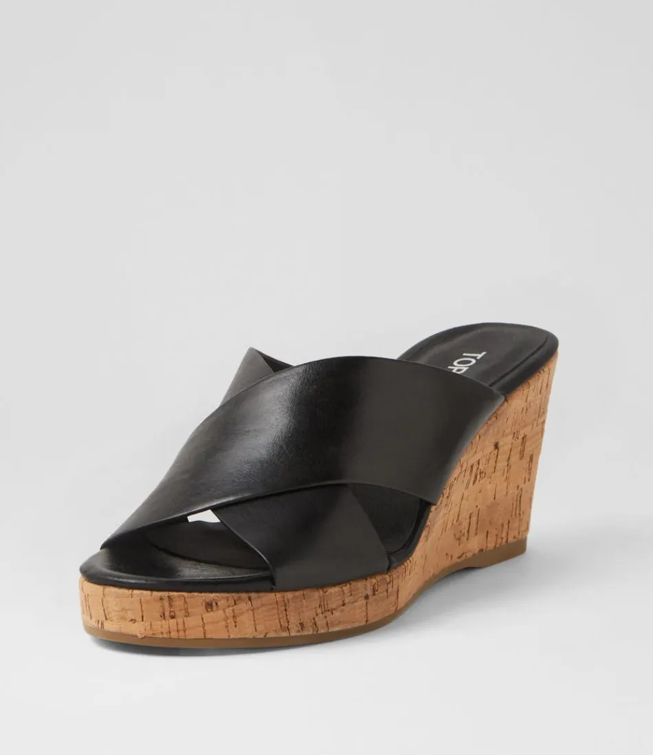 Women TOP END Wedges<Wevie Black Leather Sandals