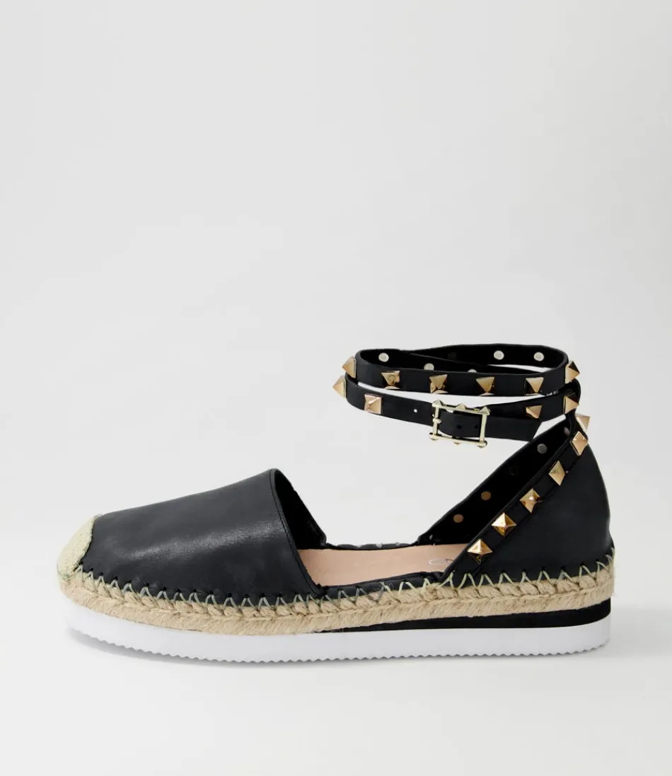 Women TOP END Espadrilles<Wiela Black Leather Espadrilles