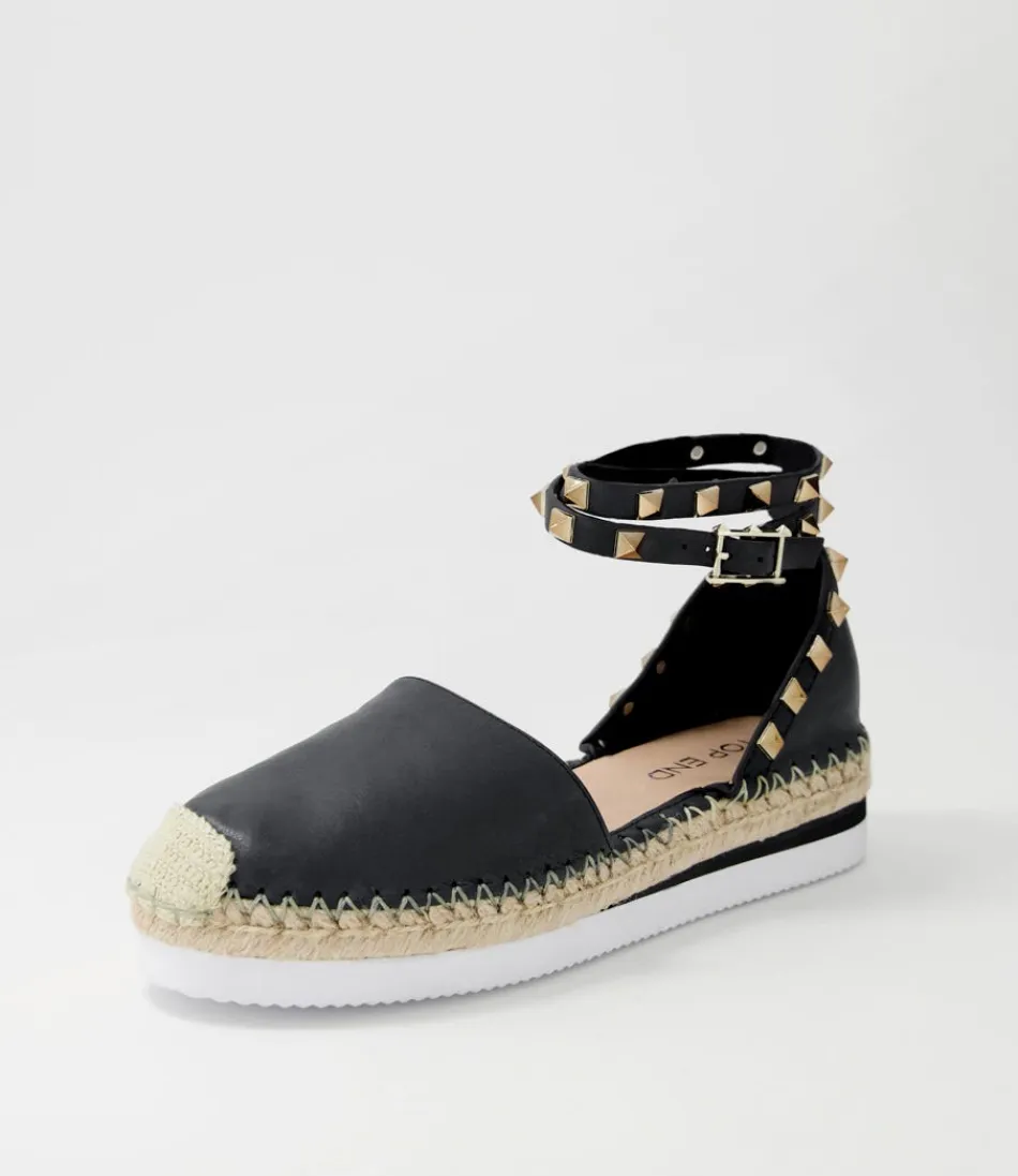 Women TOP END Espadrilles<Wiela Black Leather Espadrilles