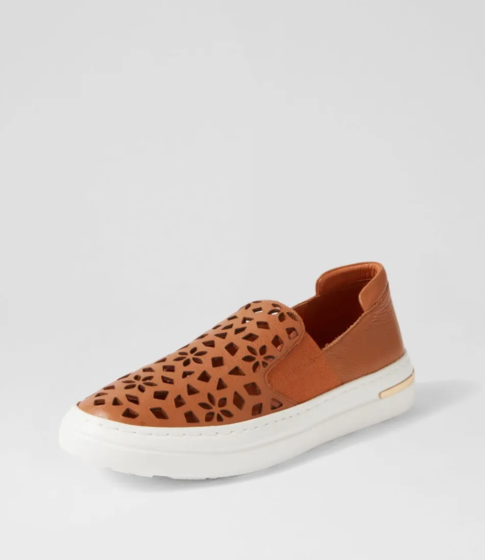 Women DJANGO & JULIETTE Sneakers<Willett Dark Tan White Leather Elastic Sneakers