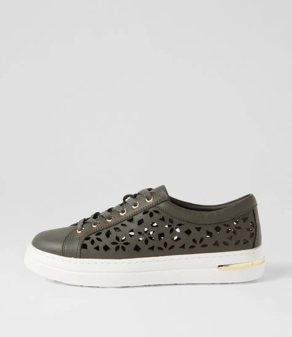 Women DJANGO & JULIETTE Sneakers<Wim Olive White Leather Sneakers