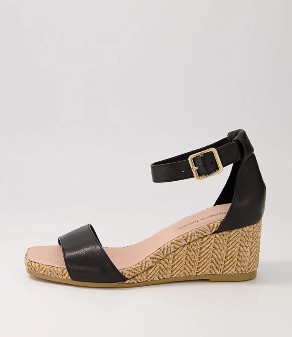 Women DJANGO & JULIETTE Espadrilles<Woolysa Black Tan Leather Syn Raffia Sandals