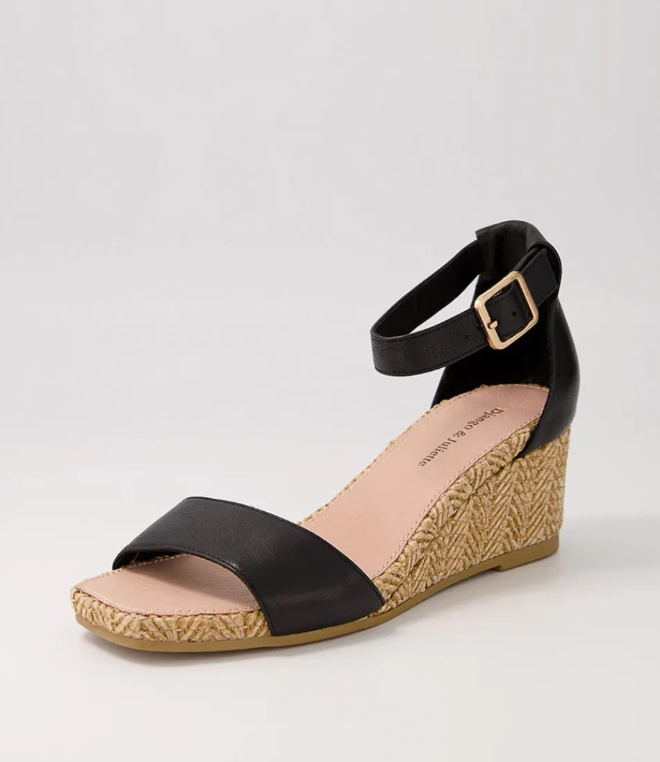 Women DJANGO & JULIETTE Espadrilles<Woolysa Black Tan Leather Syn Raffia Sandals