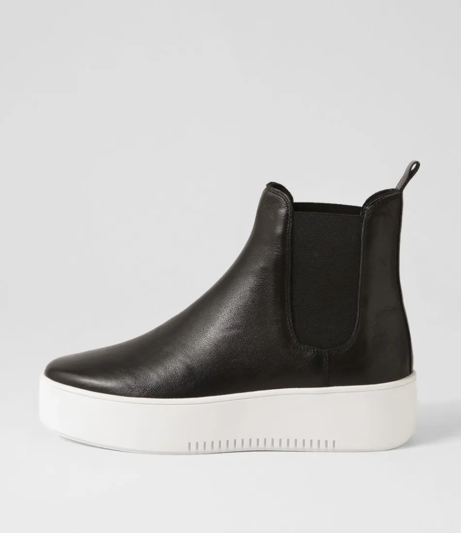 Women DJANGO & JULIETTE Boots<Wylder Black White Leather Elastic Chelsea Boots