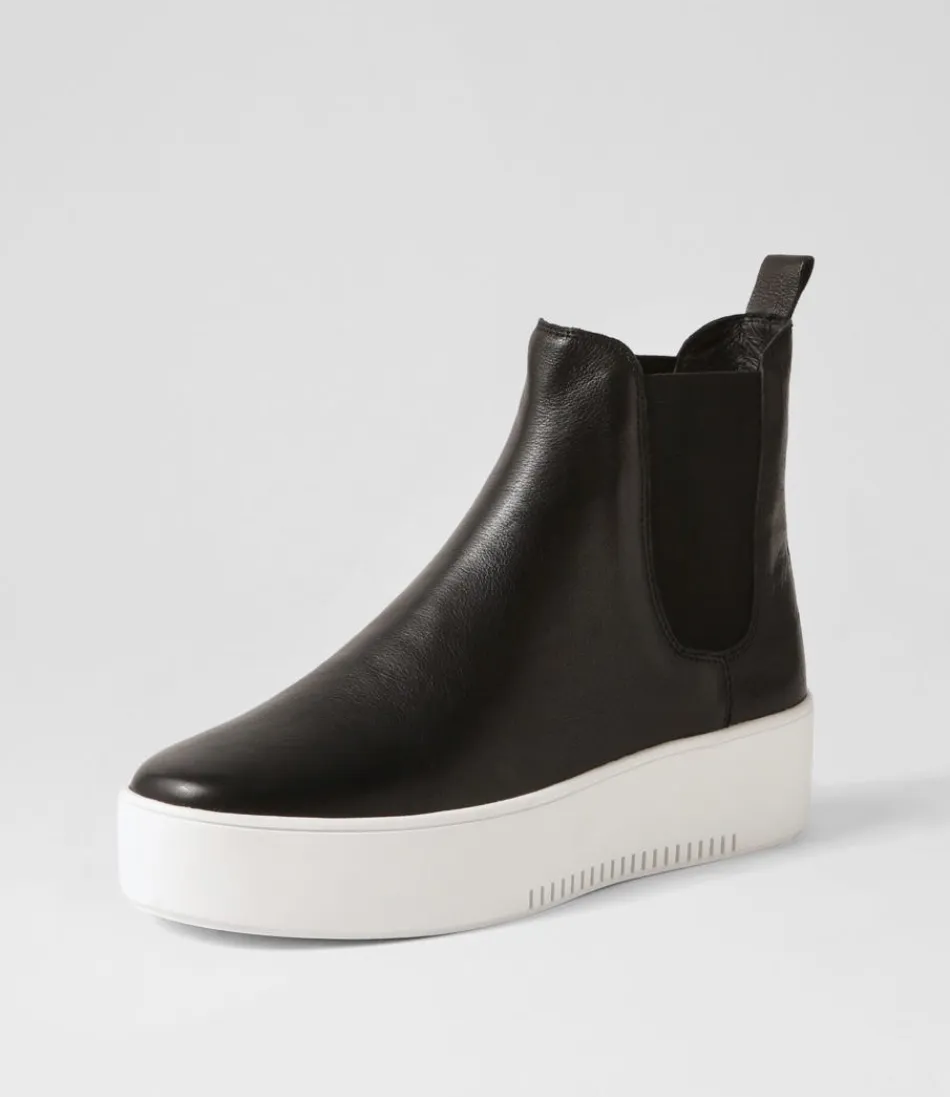 Women DJANGO & JULIETTE Boots<Wylder Black White Leather Elastic Chelsea Boots