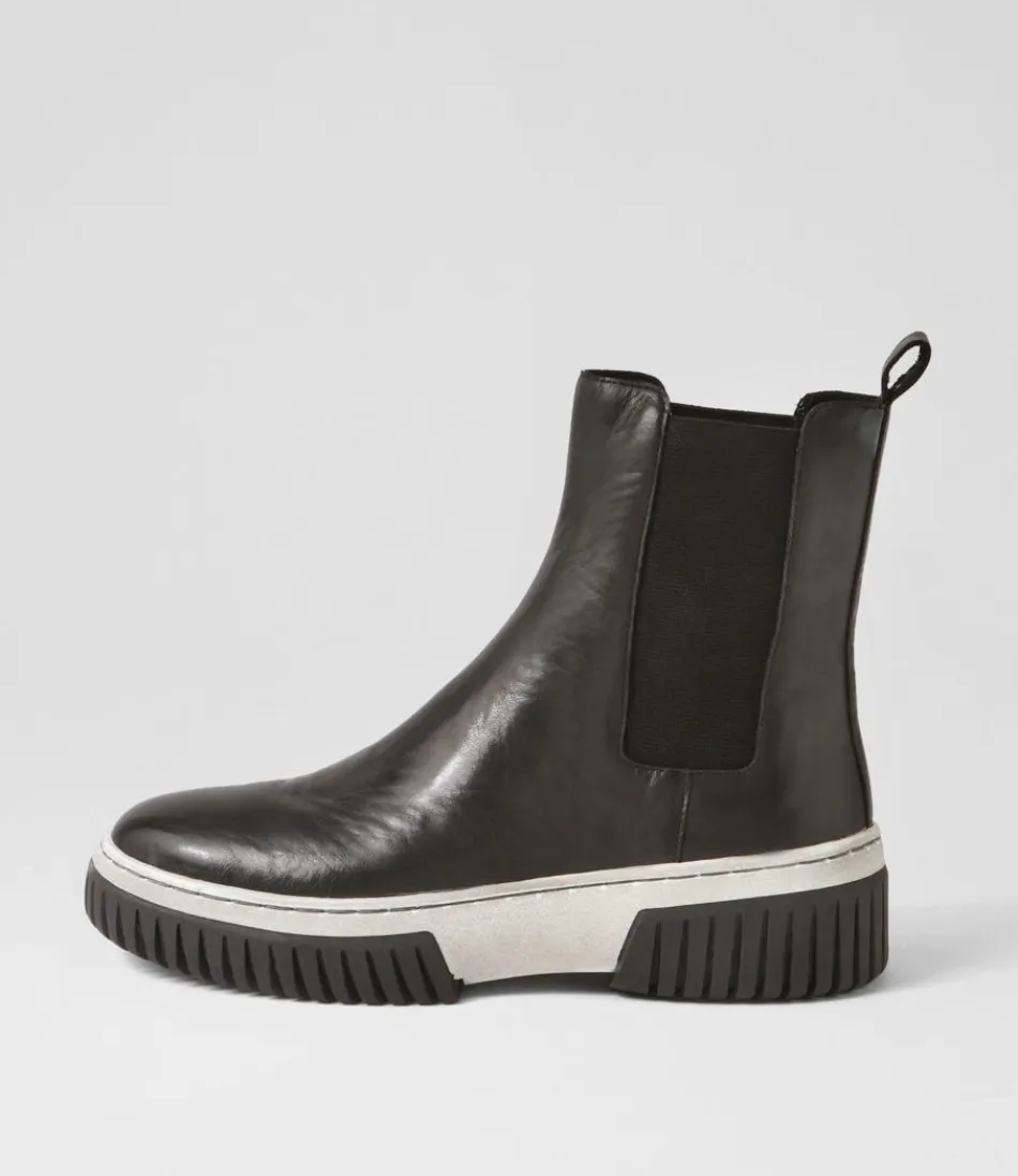 Women DJANGO & JULIETTE Boots<Yaella Black White Leather Chelsea Boots