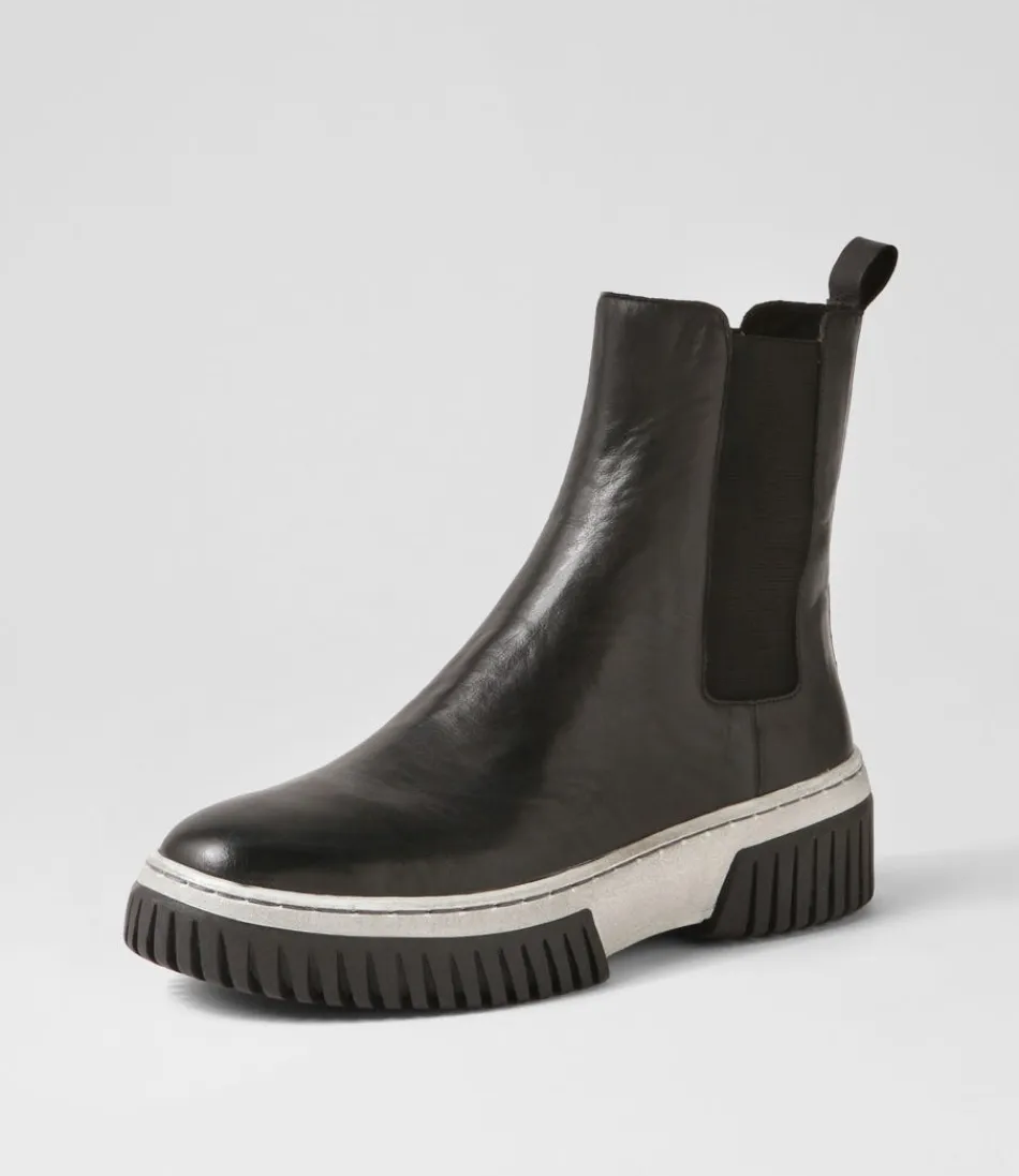 Women DJANGO & JULIETTE Boots<Yaella Black White Leather Chelsea Boots