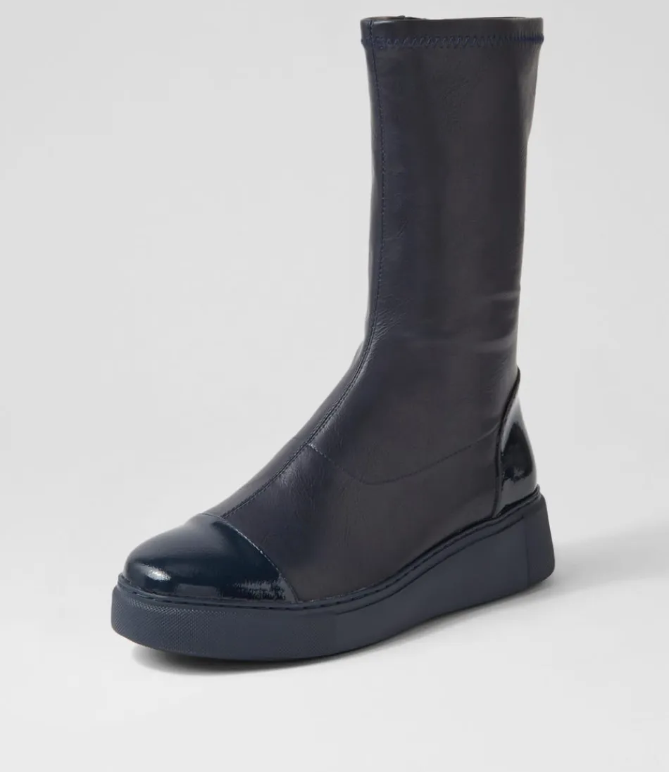 Women DJANGO & JULIETTE Boots<Yiggy Navy Patent Stretch Calf Boots