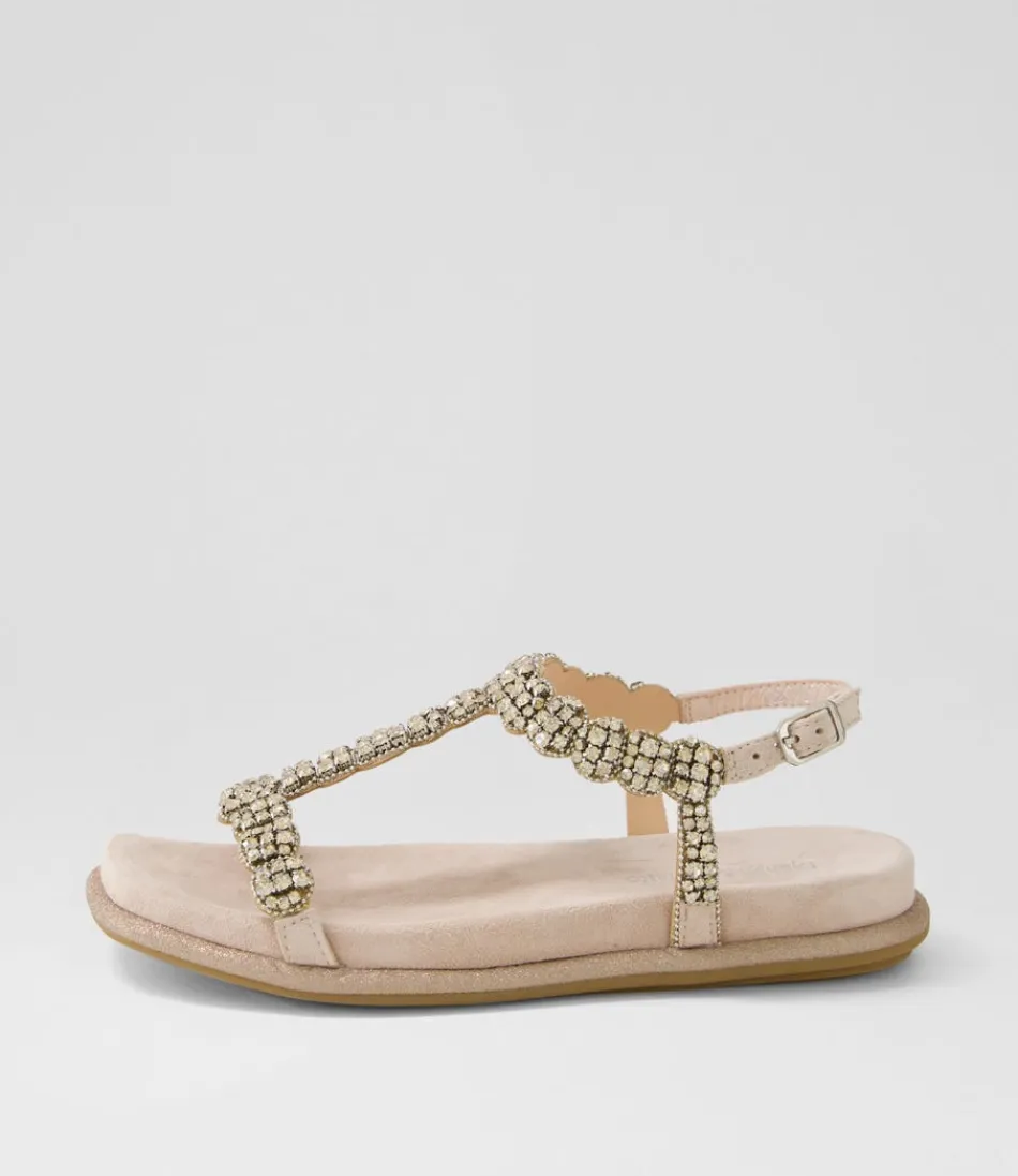 Women DJANGO & JULIETTE Flats<Yori Nude Suede Jewels Sandals