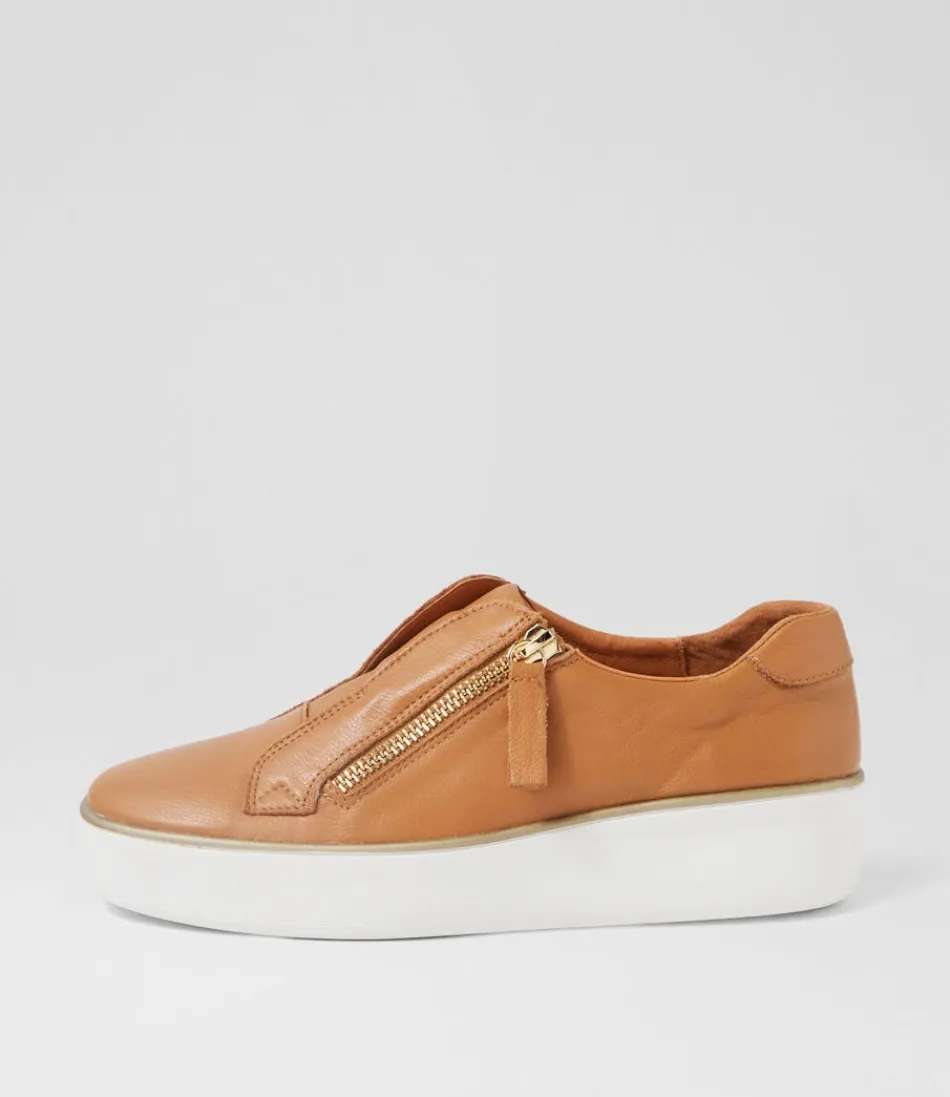 Women ZIERA Sneakers<Zikta W Dark Tan White Leather Sneakers