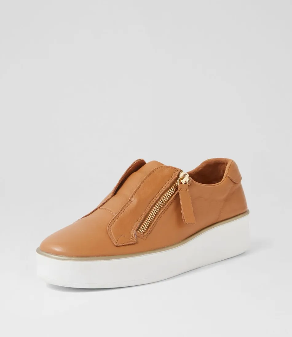 Women ZIERA Sneakers<Zikta W Dark Tan White Leather Sneakers