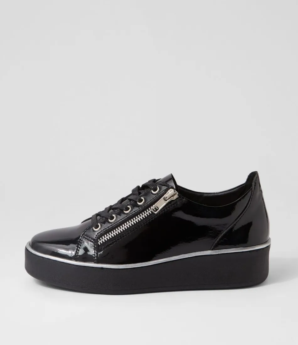 Women ZIERA Sneakers<Zissy W Black Wrinkle Patent Sneakers