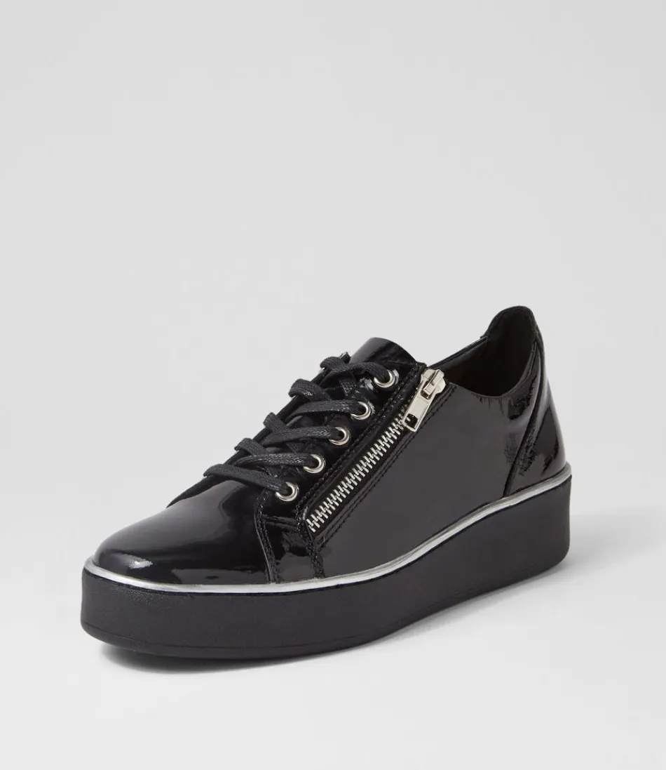 Women ZIERA Sneakers<Zissy W Black Wrinkle Patent Sneakers