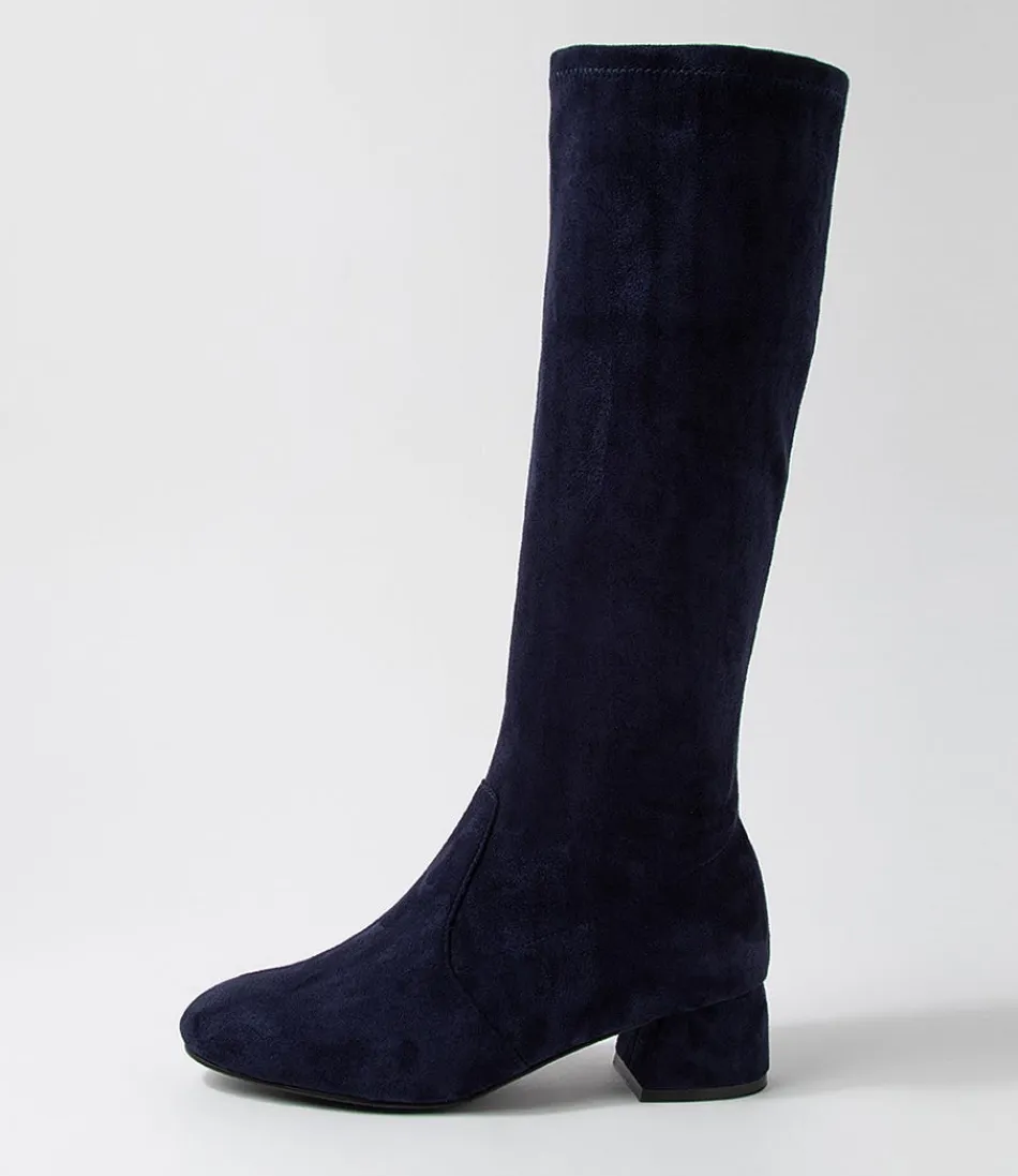 Women ZIERA Boots<Zury W Navy Stretch Microsuede Knee High Boots