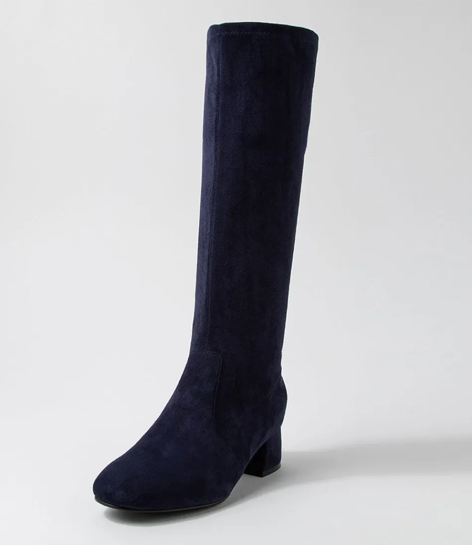 Women ZIERA Boots<Zury W Navy Stretch Microsuede Knee High Boots